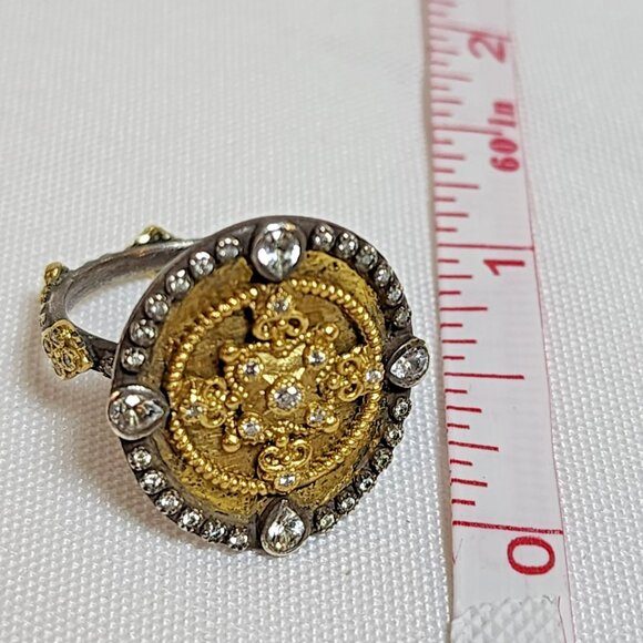 Armenta Old World 18K Gold & Silver Diamond Sapphire Ring 02742 Sz 7 – Excellent - Picture 5 of 16